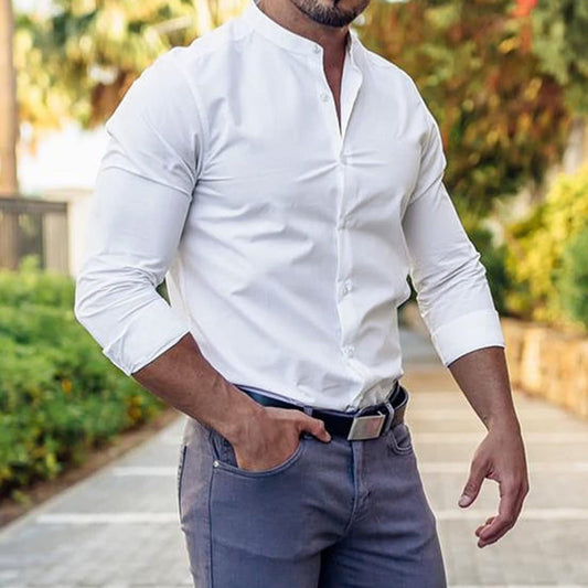 Men's Long Sleeve Casual Shirt Button Down Slim Tops - PratSN