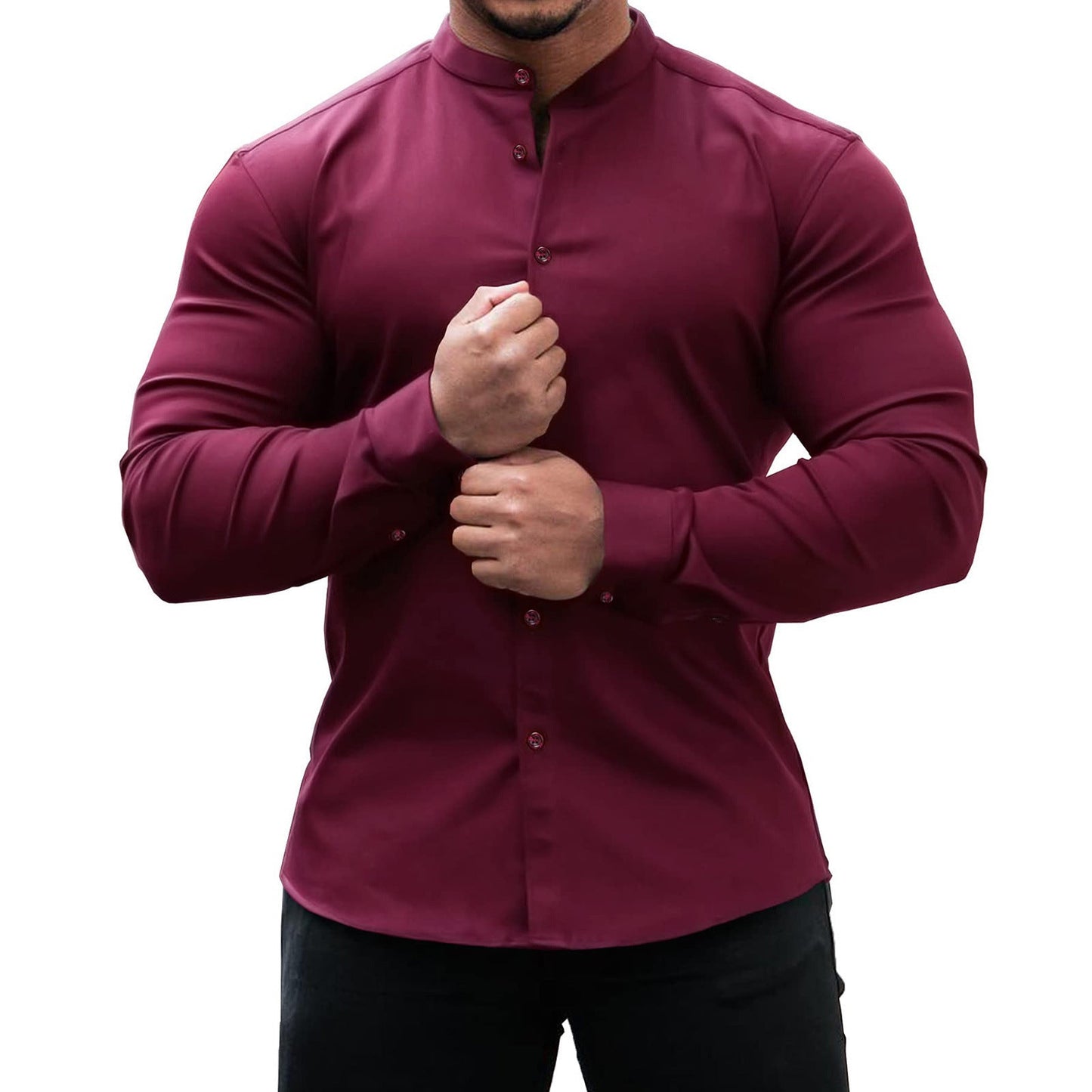 Men's Long Sleeve Casual Shirt Button Down Slim Tops - PratSN