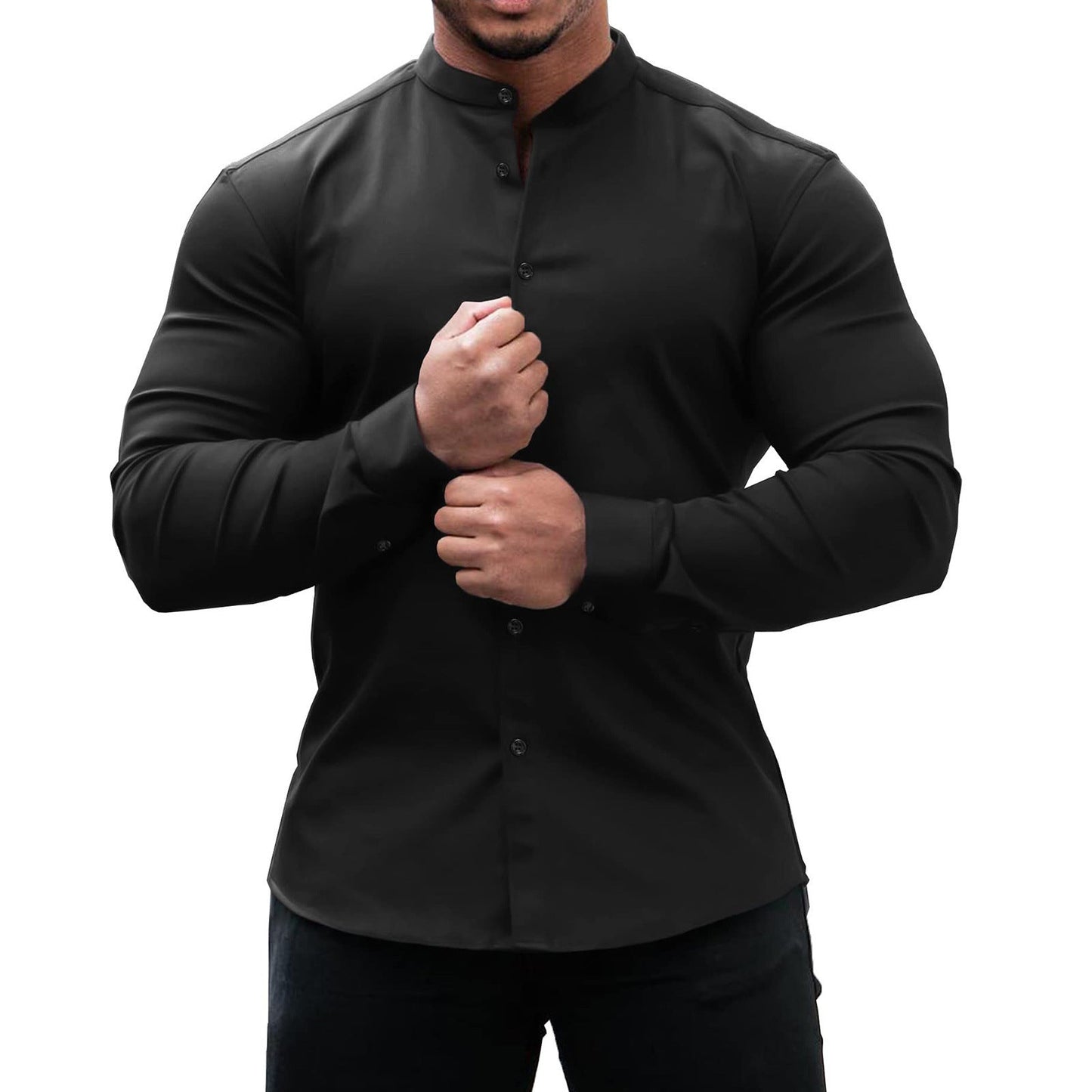 Men's Long Sleeve Casual Shirt Button Down Slim Tops - PratSN