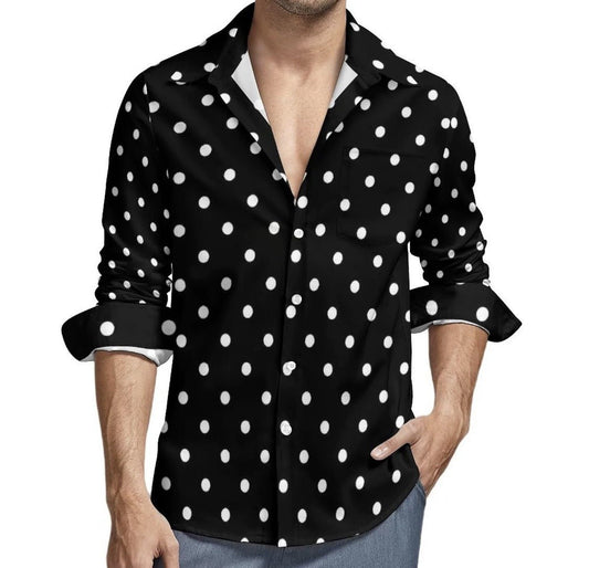 Men's Long Sleeve Polka Dot Long Sleeve Shirt - PratSN