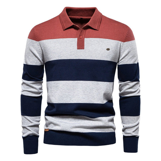 Men's Long Sleeve Polo Collar Sweater Slim Lapel - PratSN