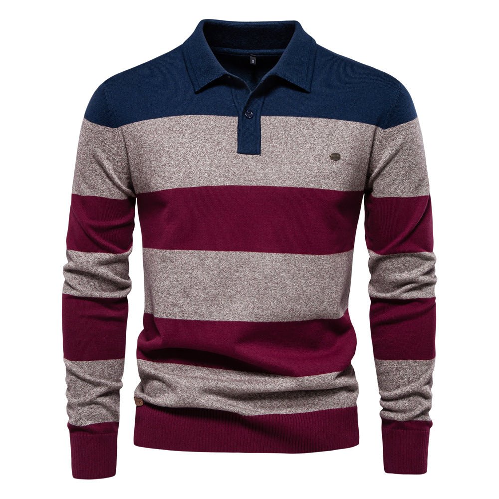 Men's Long Sleeve Polo Collar Sweater Slim Lapel - PratSN