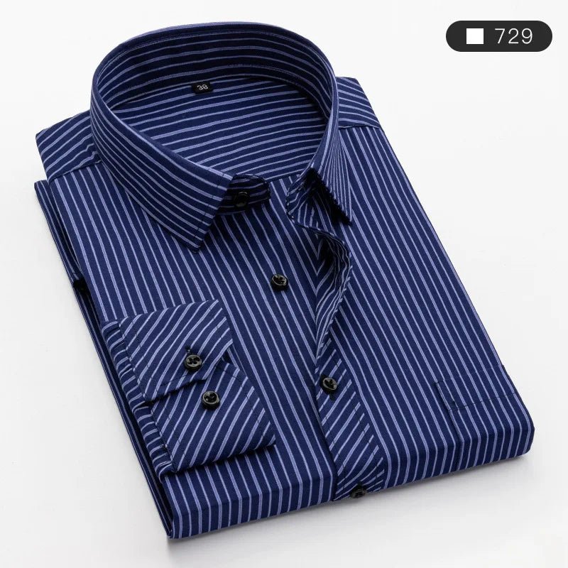 Men's long - sleeved shirt tooling Business casual no - iron top plain high - quality spring and summer slim comfortable fashion - PratSN