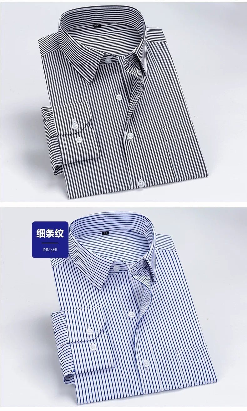 Men's long - sleeved shirt tooling Business casual no - iron top plain high - quality spring and summer slim comfortable fashion - PratSN