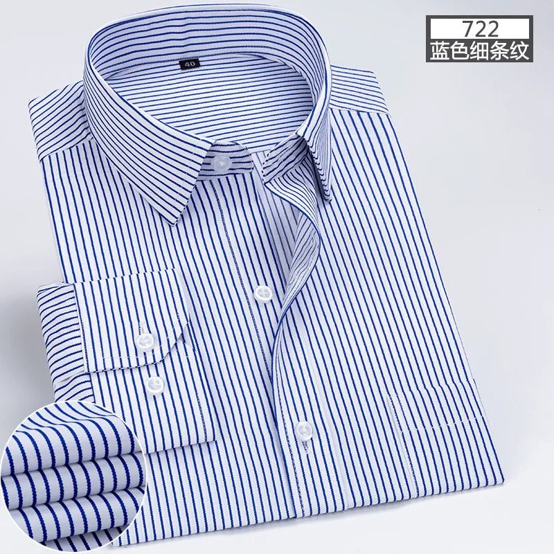 Men's long - sleeved shirt tooling Business casual no - iron top plain high - quality spring and summer slim comfortable fashion - PratSN