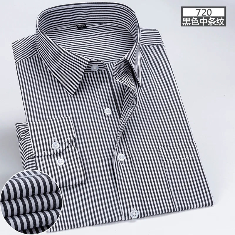 Men's long - sleeved shirt tooling Business casual no - iron top plain high - quality spring and summer slim comfortable fashion - PratSN
