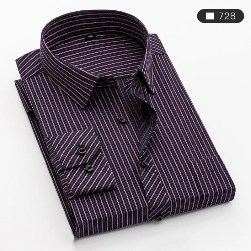 Men's long - sleeved shirt tooling Business casual no - iron top plain high - quality spring and summer slim comfortable fashion - PratSN