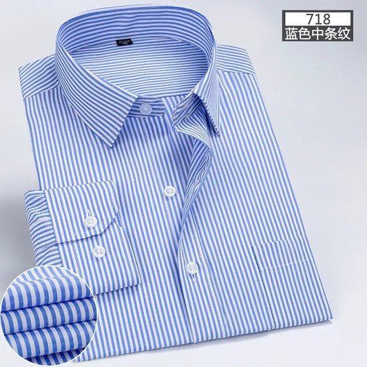 Men's long - sleeved shirt tooling Business casual no - iron top plain high - quality spring and summer slim comfortable fashion - PratSN