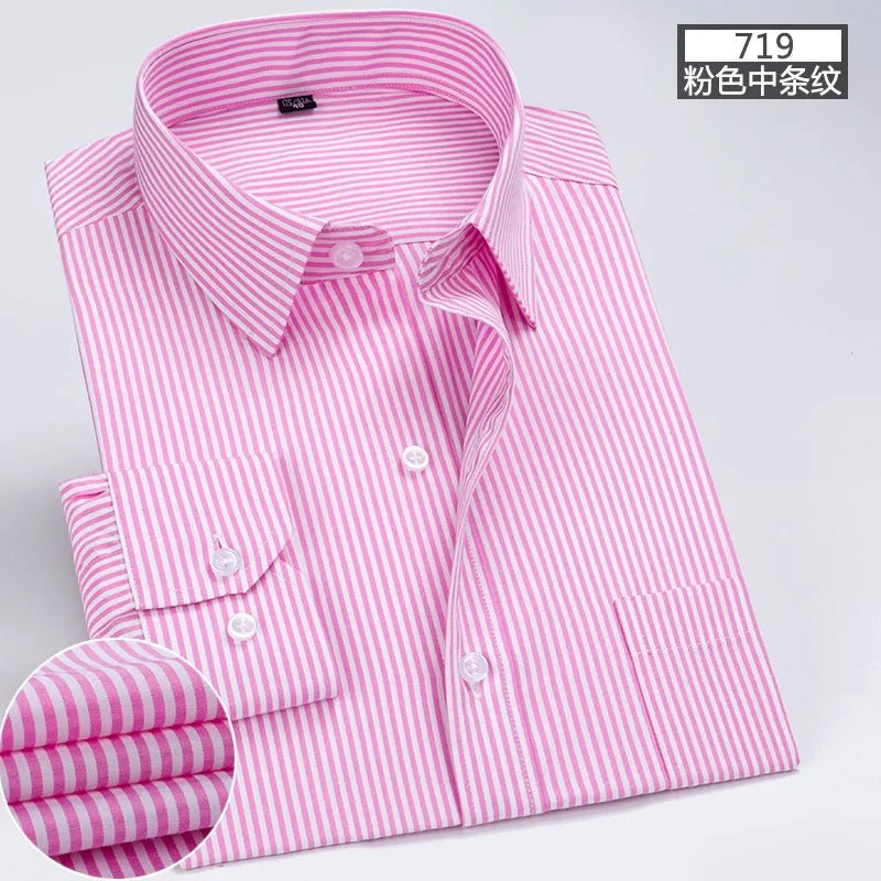 Men's long - sleeved shirt tooling Business casual no - iron top plain high - quality spring and summer slim comfortable fashion - PratSN
