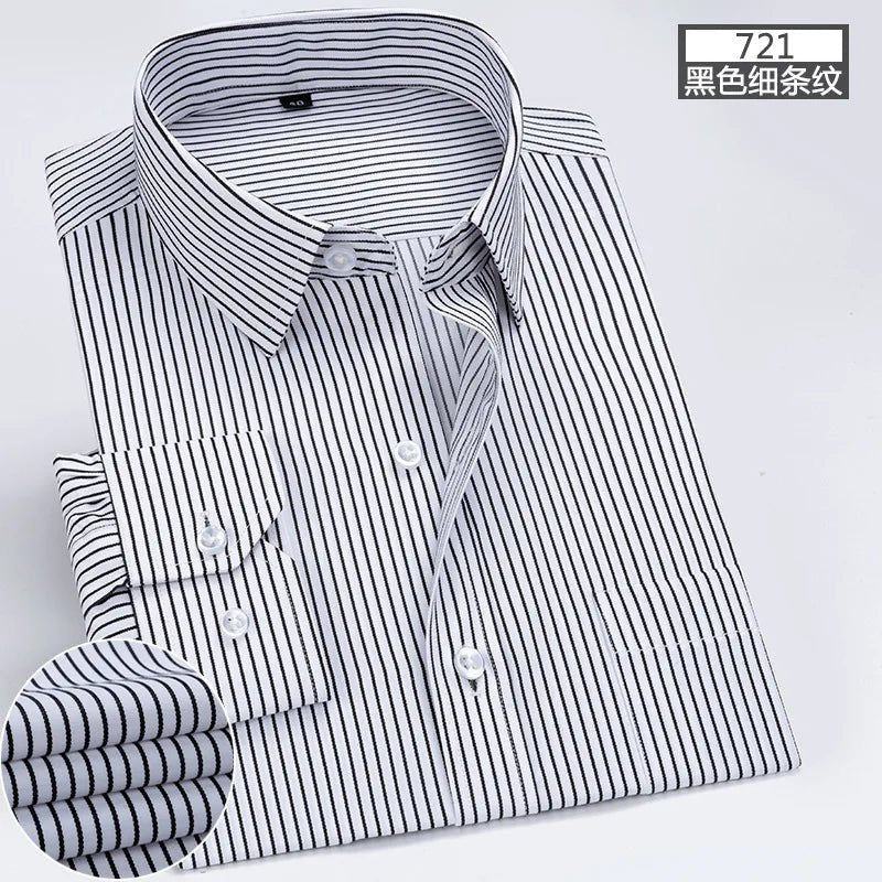 Men's long - sleeved shirt tooling Business casual no - iron top plain high - quality spring and summer slim comfortable fashion - PratSN