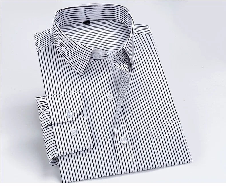 Men's long - sleeved shirt tooling Business casual no - iron top plain high - quality spring and summer slim comfortable fashion - PratSN