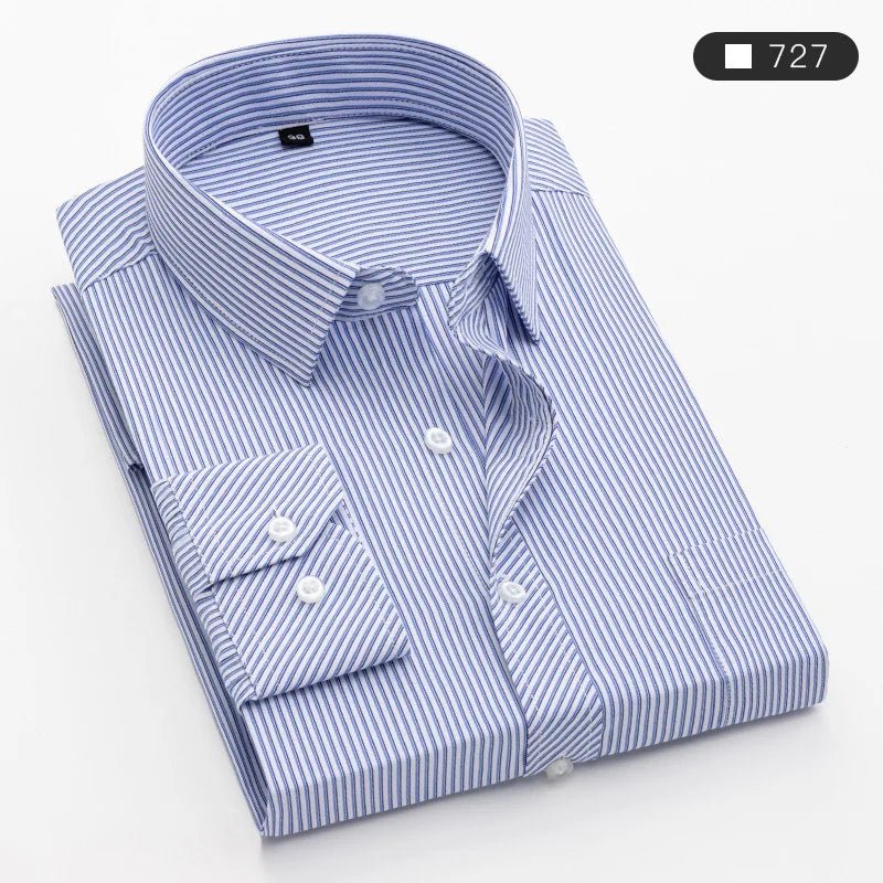Men's long - sleeved shirt tooling Business casual no - iron top plain high - quality spring and summer slim comfortable fashion - PratSN