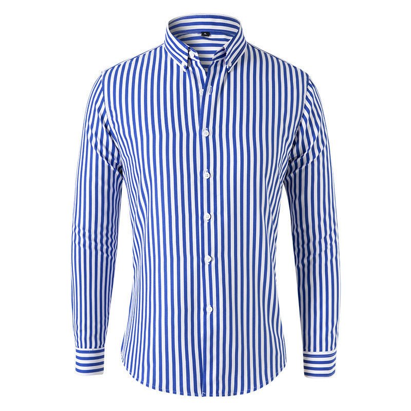 Men's Long - sleeved Slim Casual Striped Shirt - PratSN