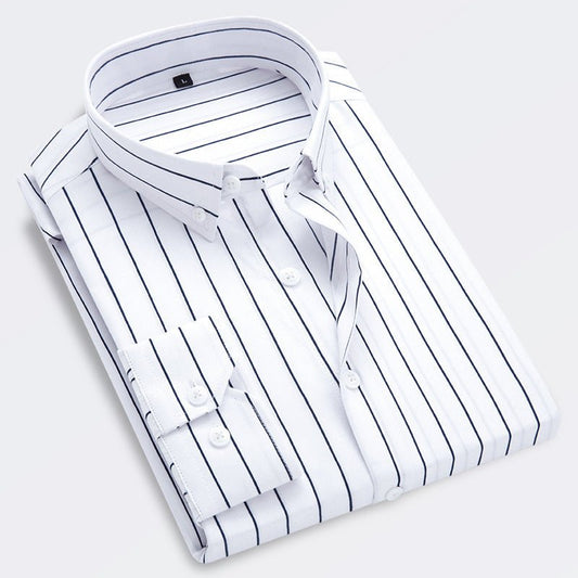 Men's Long - sleeved Slim Casual Striped Shirt - PratSN