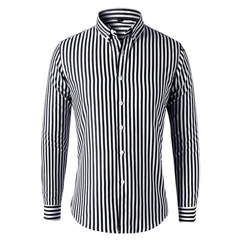 Men's Long - sleeved Slim Casual Striped Shirt - PratSN