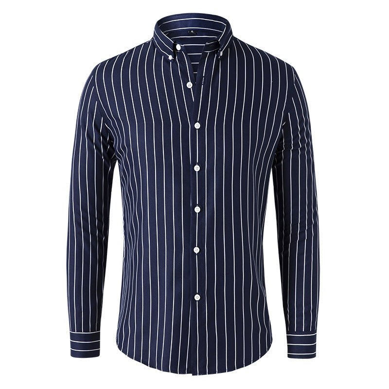 Men's Long - sleeved Slim Casual Striped Shirt - PratSN
