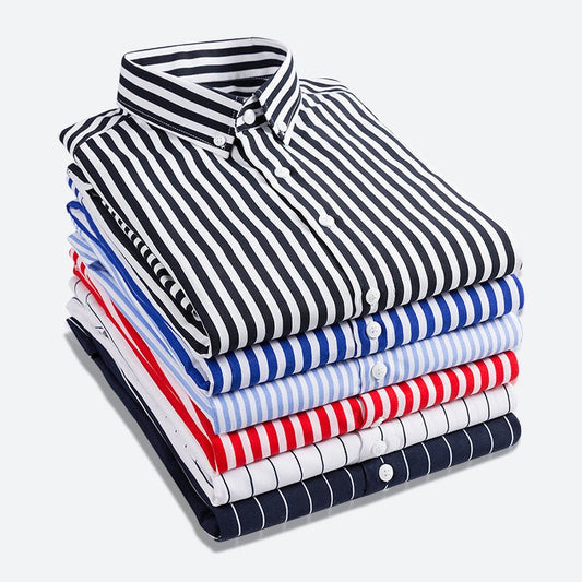 Men's Long - sleeved Slim Casual Striped Shirt - PratSN