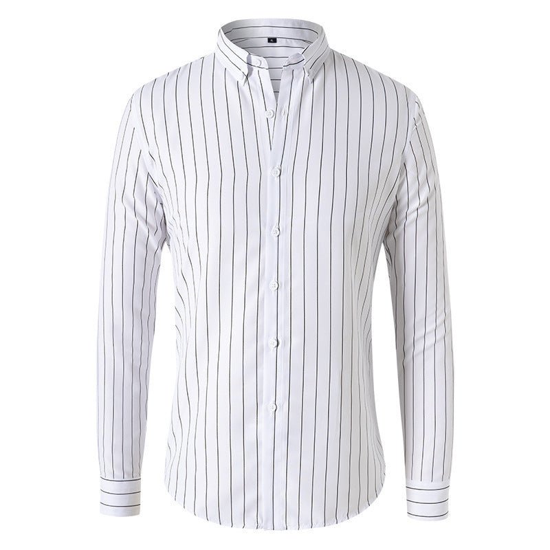 Men's Long - sleeved Slim Casual Striped Shirt - PratSN