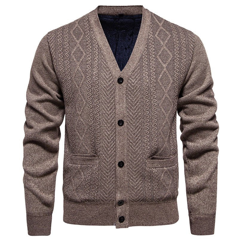 Men's Long - sleeved Striped Sweater Fall Winter Coat Versatile Top Cardigan - PratSN