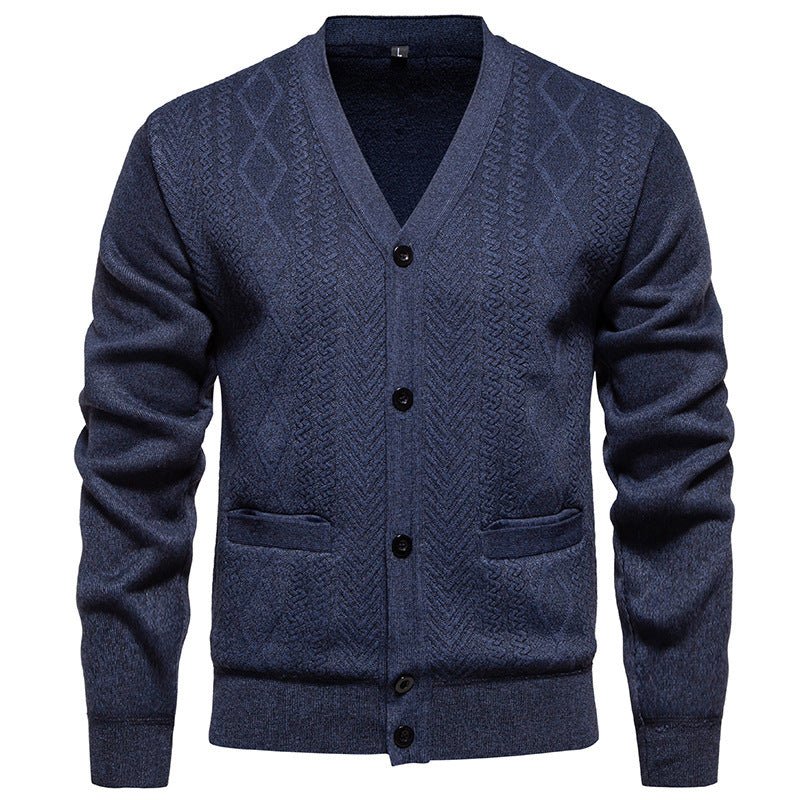 Men's Long - sleeved Striped Sweater Fall Winter Coat Versatile Top Cardigan - PratSN
