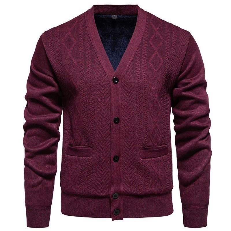 Men's Long - sleeved Striped Sweater Fall Winter Coat Versatile Top Cardigan - PratSN