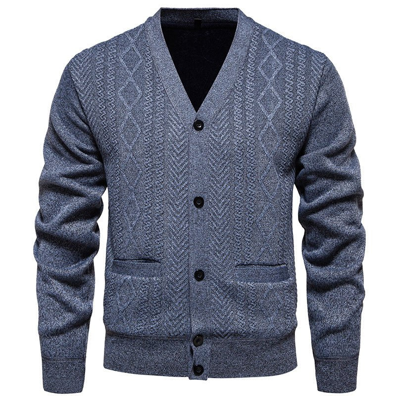 Men's Long - sleeved Striped Sweater Fall Winter Coat Versatile Top Cardigan - PratSN