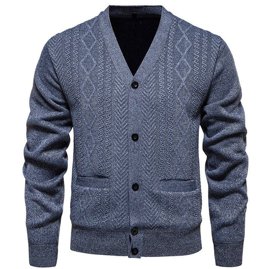 Men's Long - sleeved Striped Sweater Fall Winter Coat Versatile Top Cardigan - PratSN