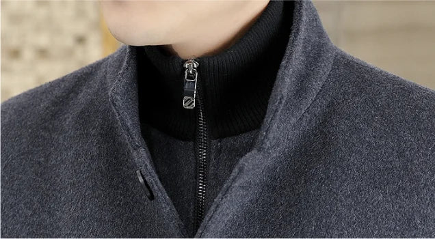 Men's Long Wool Coat High Quality Trendy Fashion Handsome Solid Color Wool Trench Coat with Removable Thickened down Inner Liner - PratSN