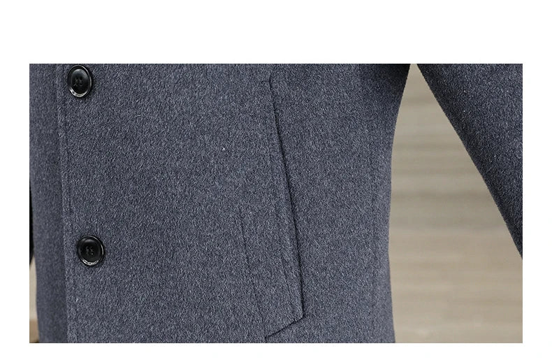 Men's Long Wool Coat High Quality Trendy Fashion Handsome Solid Color Wool Trench Coat with Removable Thickened down Inner Liner - PratSN