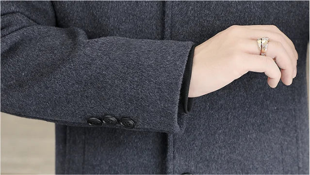 Men's Long Wool Coat High Quality Trendy Fashion Handsome Solid Color Wool Trench Coat with Removable Thickened down Inner Liner - PratSN