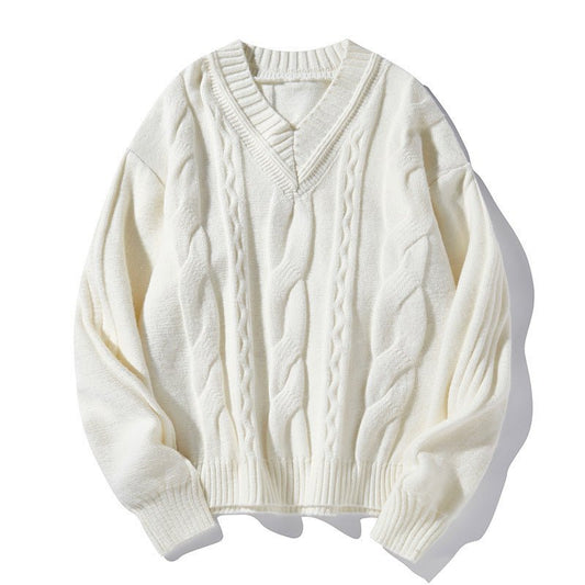Men's Loose All - match Casual Twist Round Neck Sweater - PratSN