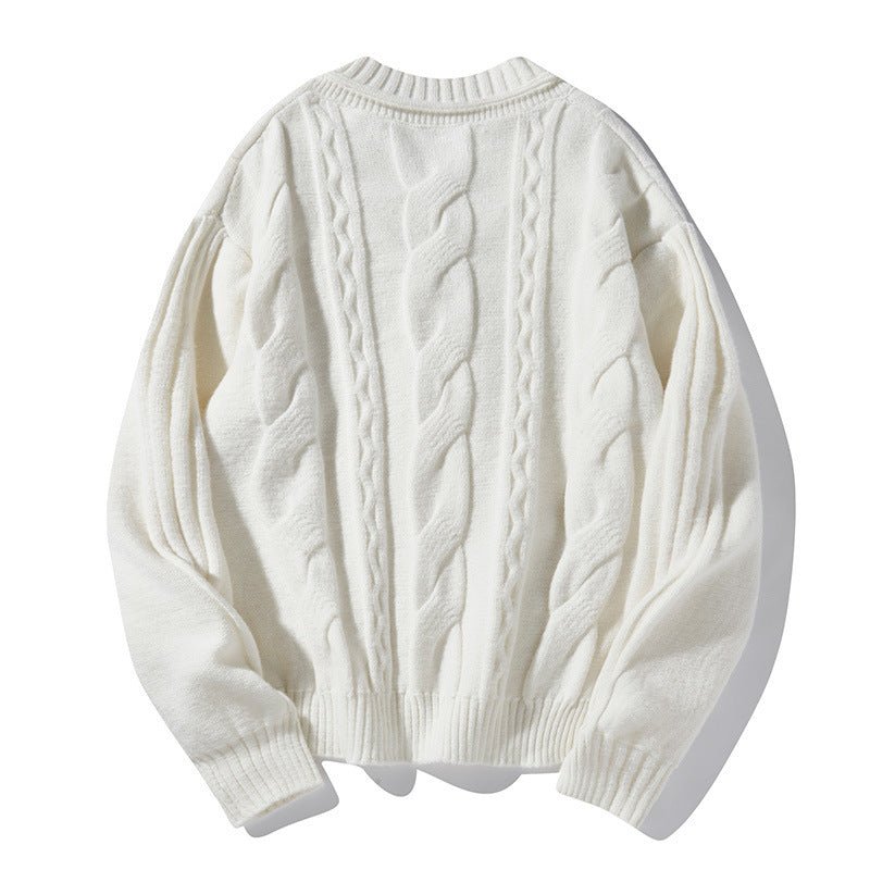 Men's Loose All - match Casual Twist Round Neck Sweater - PratSN