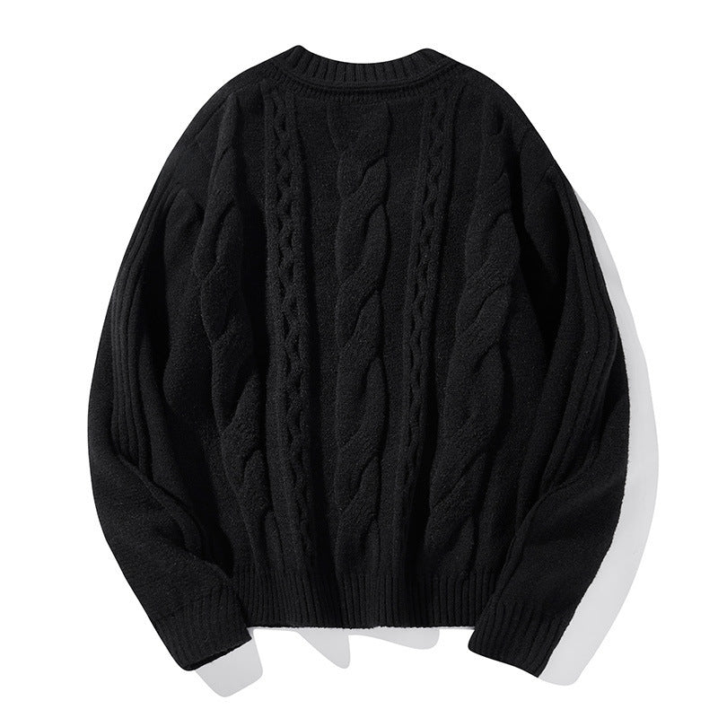 Men's Loose All - match Casual Twist Round Neck Sweater - PratSN