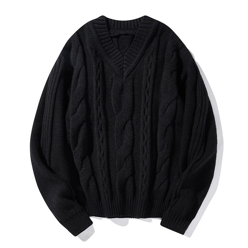 Men's Loose All - match Casual Twist Round Neck Sweater - PratSN