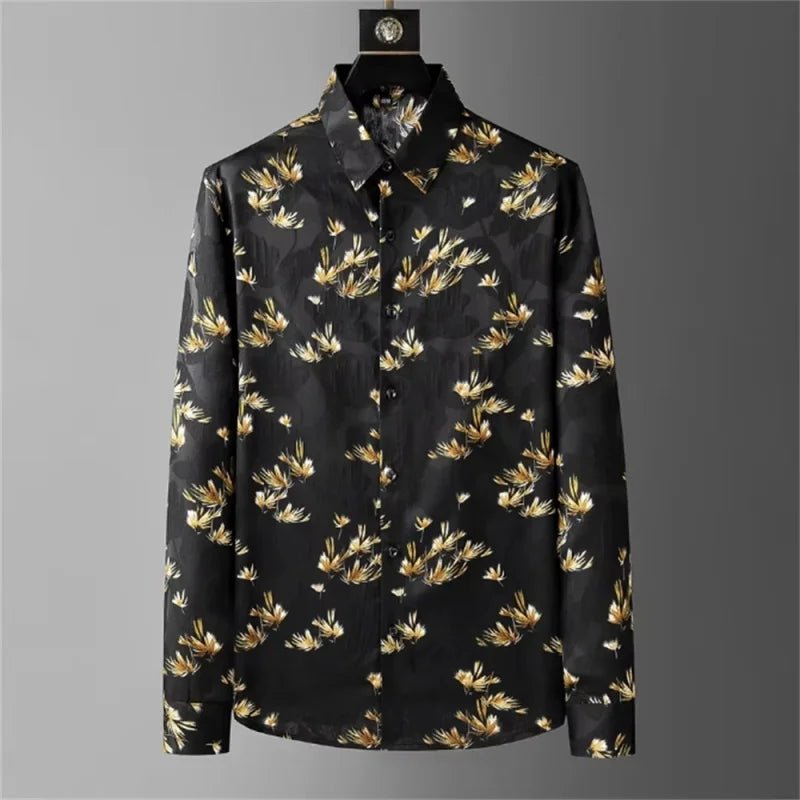 Men's Patterned Printed Shirt Men's Casual Business Formal Shirt, Vintage Piece Social Party Dress Shirt Top Abbigliamento Uomo - PratSN