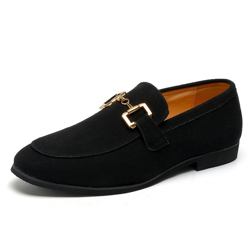 Men's Plus Size British Metal Buckle Casual Leather Shoes - PratSN