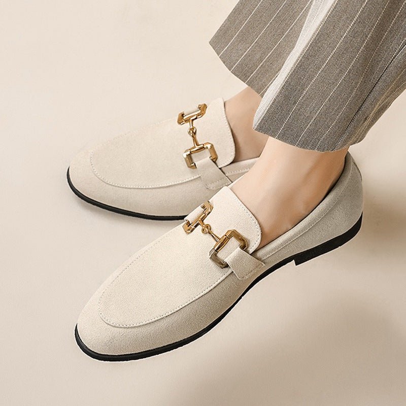 Men's Plus Size British Metal Buckle Casual Leather Shoes - PratSN