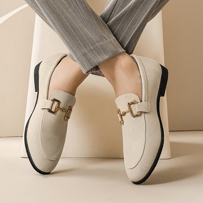 Men's Plus Size British Metal Buckle Casual Leather Shoes - PratSN