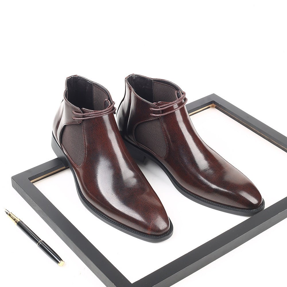 Men's Pointed Small Leather Shoes Lightweight 48 Large Size Gentleman High Top - PratSN