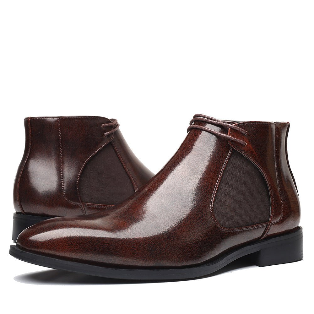 Men's Pointed Small Leather Shoes Lightweight 48 Large Size Gentleman High Top - PratSN