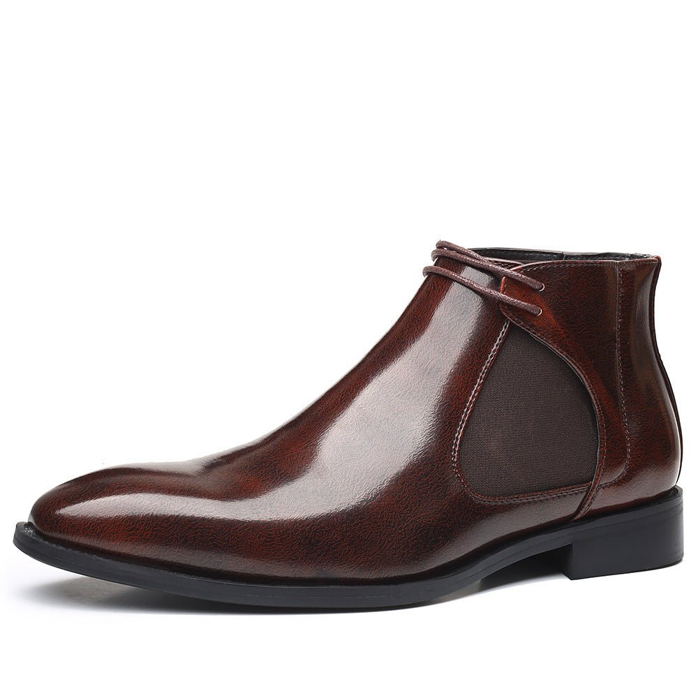 Men's Pointed Small Leather Shoes Lightweight 48 Large Size Gentleman High Top - PratSN