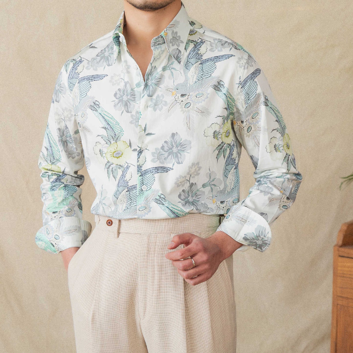 Men's Printed Long - sleeved Cotton Shirt - PratSN