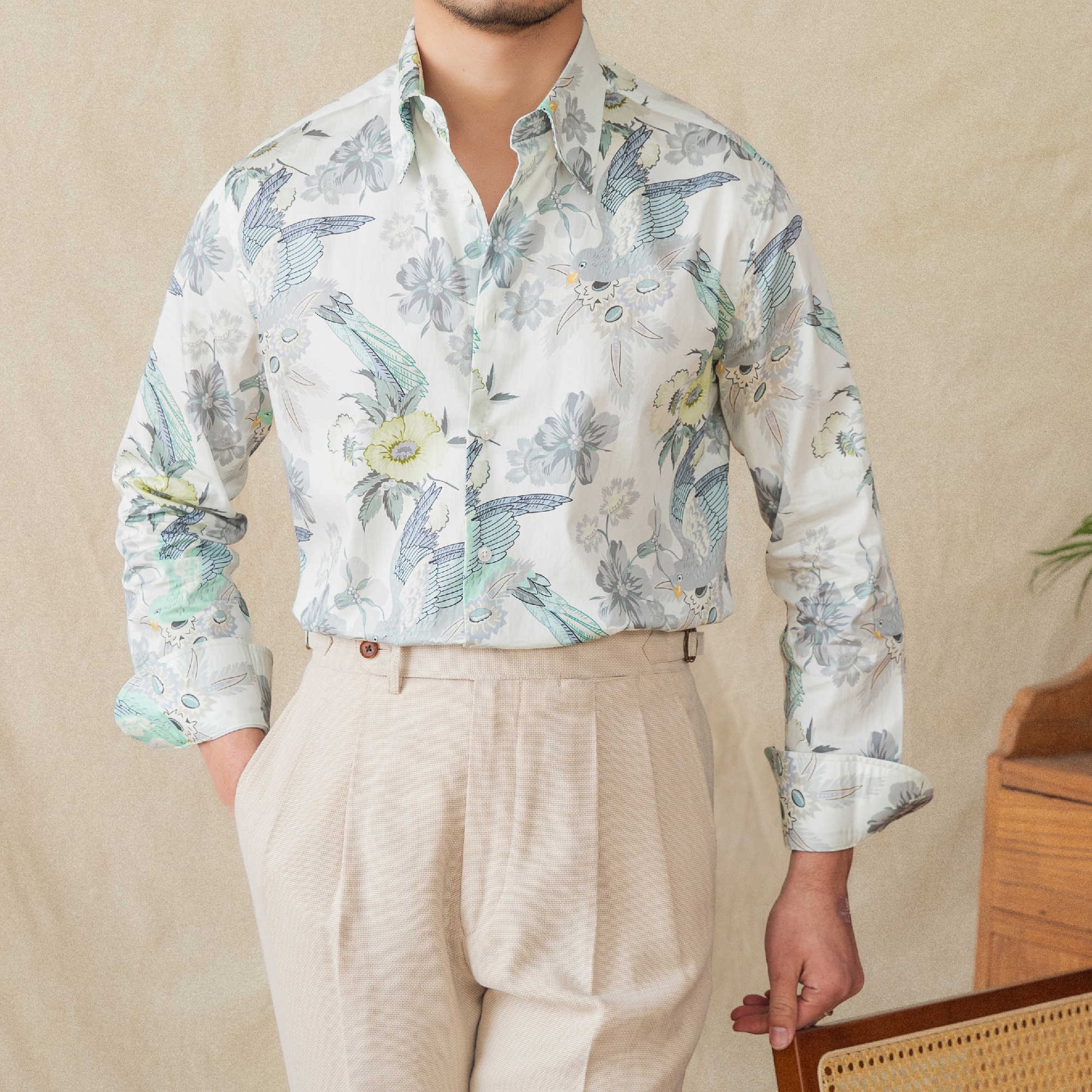 Men's Printed Long - sleeved Cotton Shirt - PratSN