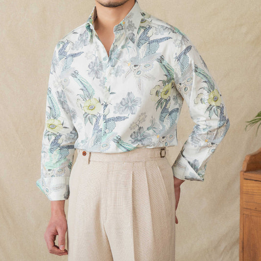 Men's Printed Long - sleeved Cotton Shirt - PratSN