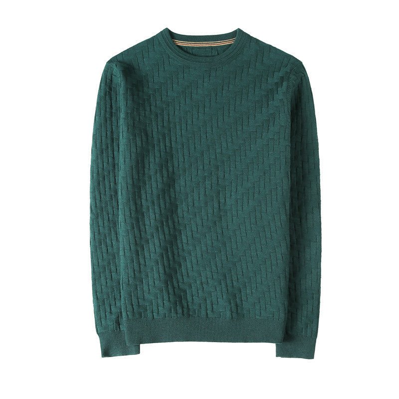 Men's Pullover Sweater Jacquard Woven Round Neck Sweater - PratSN