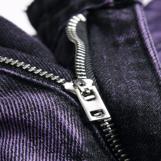 Men's Purple And Black Fried Ripped Denim Trousers - PratSN