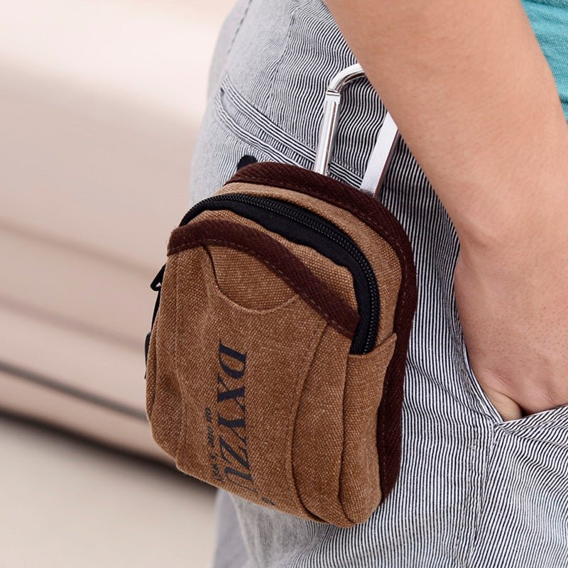 Men's Retro Canvas Belt Bag With Hook - PratSN