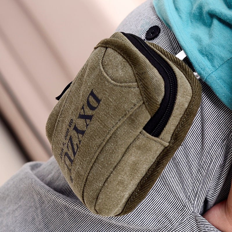 Men's Retro Canvas Belt Bag With Hook - PratSN