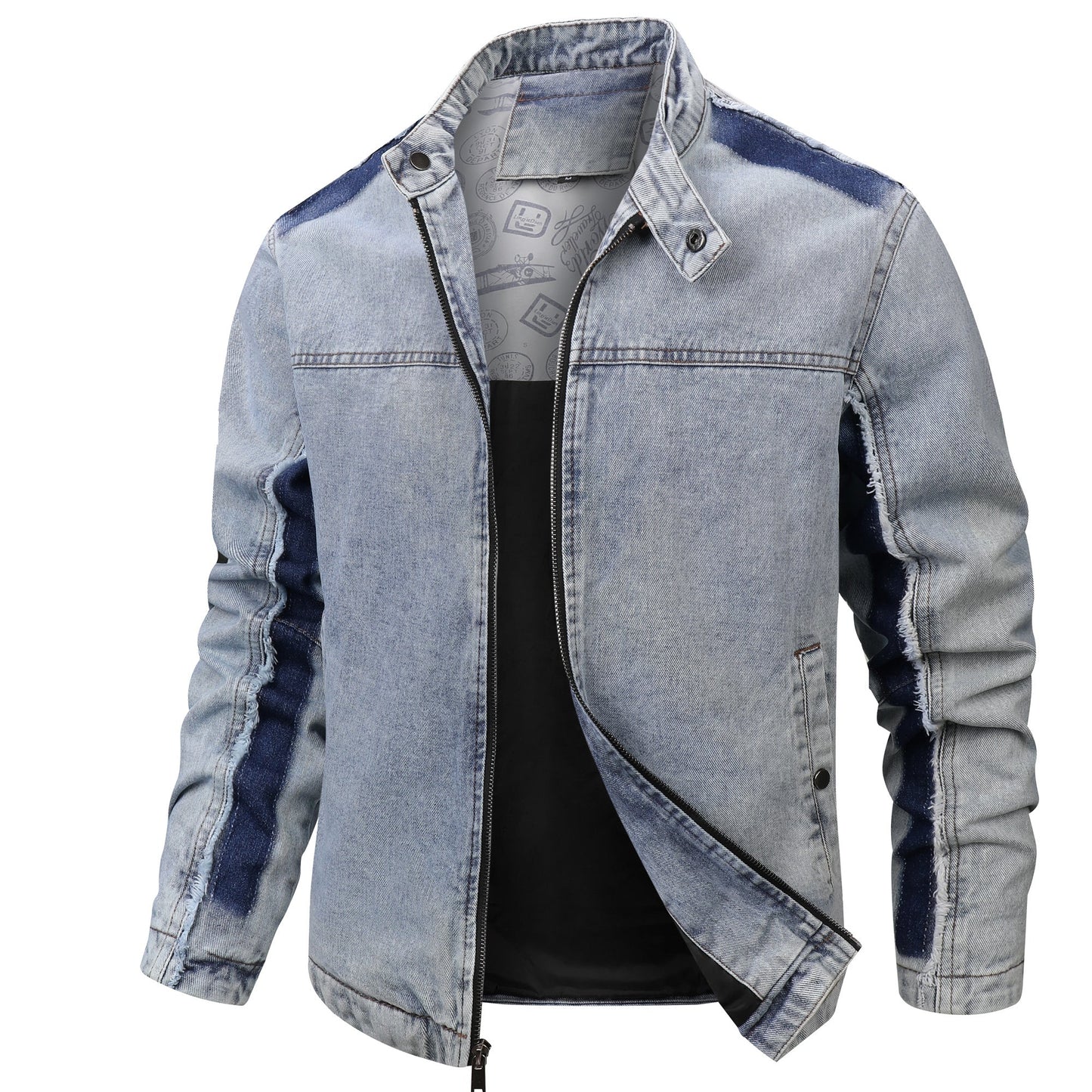 Men's Retro Denim Patchwork Jacket - Trendy Style - PratSN
