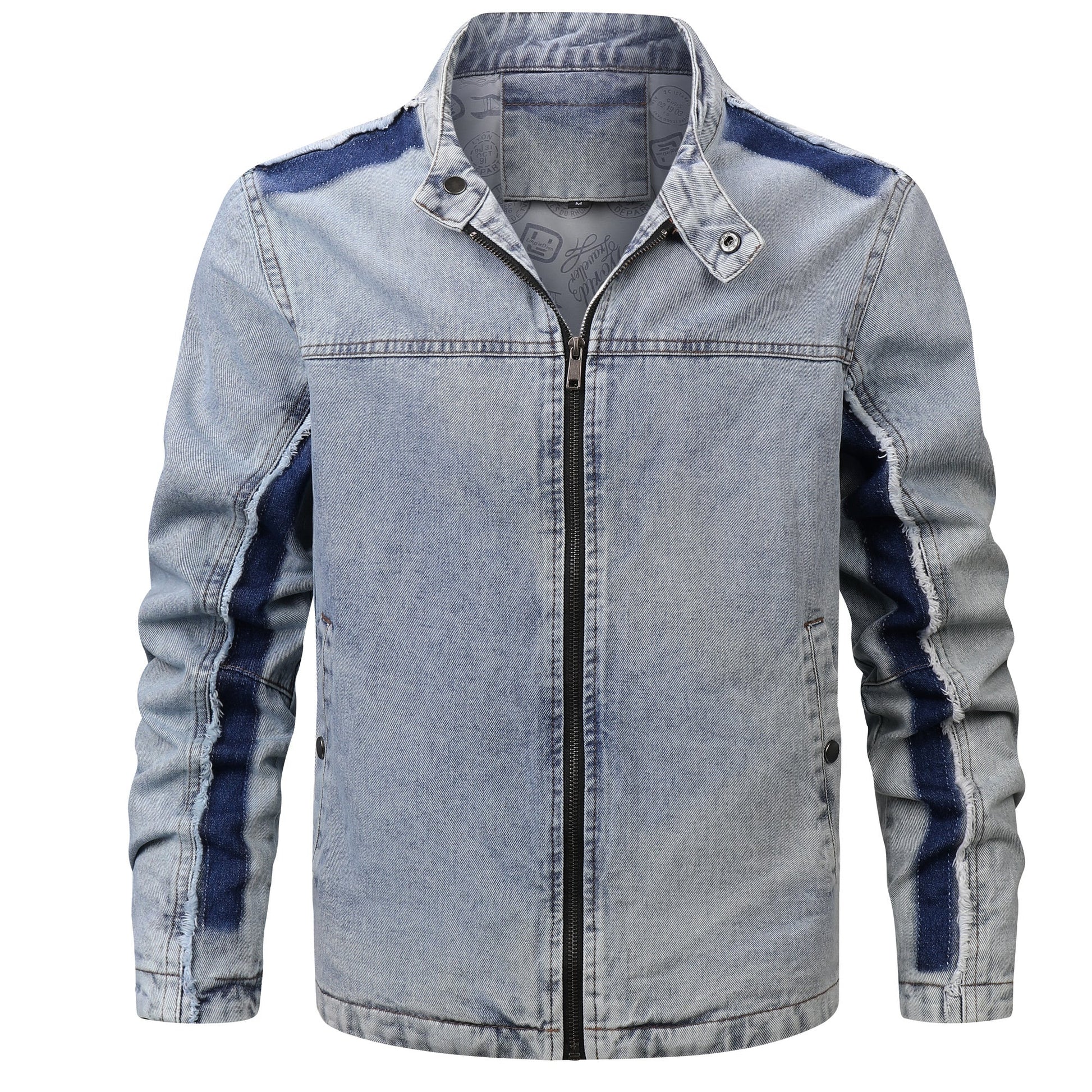 Men's Retro Denim Patchwork Jacket - Trendy Style - PratSN